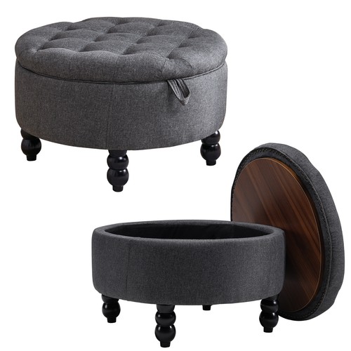 Large round linen coffee table - large,