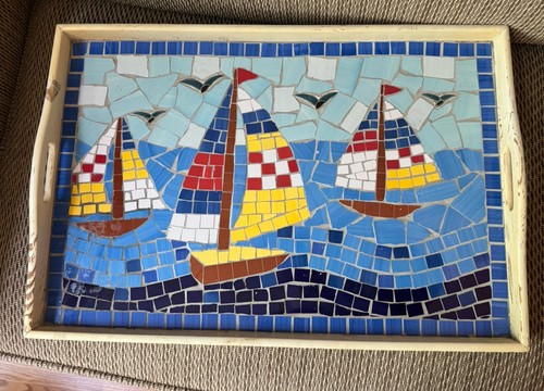 Handmade mosaic sailboat - mosaic,