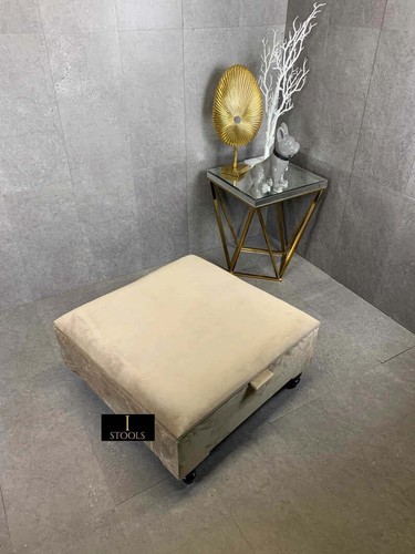 Velvet square ottoman - velvet,