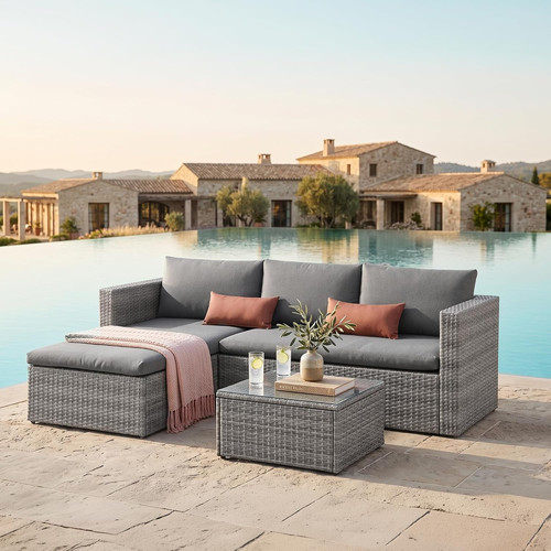 Seater rattan garden sofa - 3,